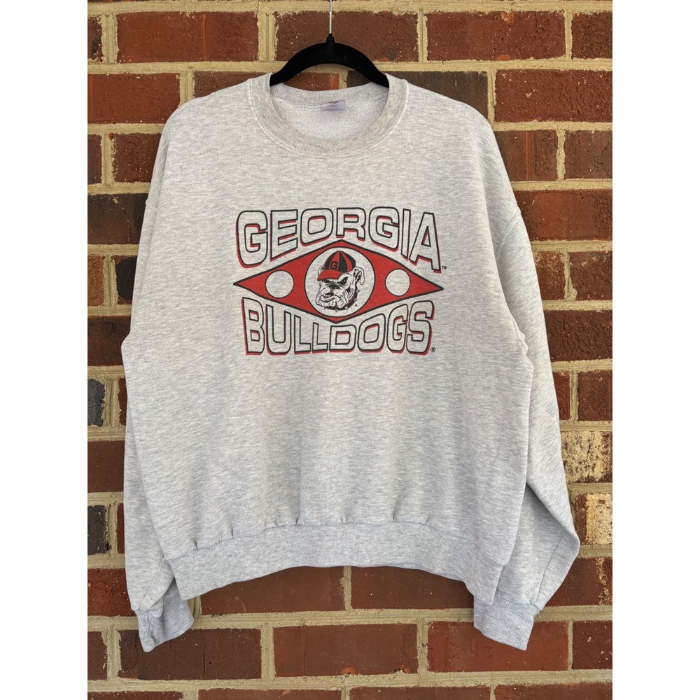 Vintage Jerzees Georgia Bulldogs Sweatshirt Mens Large Gray Crewneck NuBlend UGA